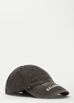Женская черная кепка Balenciaga с вышитым логотипом, фото